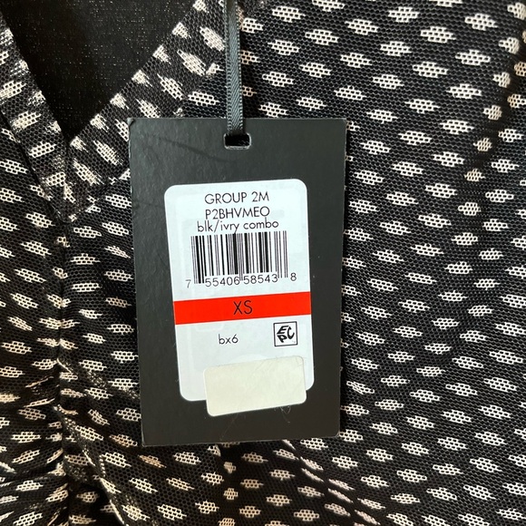 NWT DKNY Mesh Polkadot Lined Ruched Blouse - Picture 6 of 12